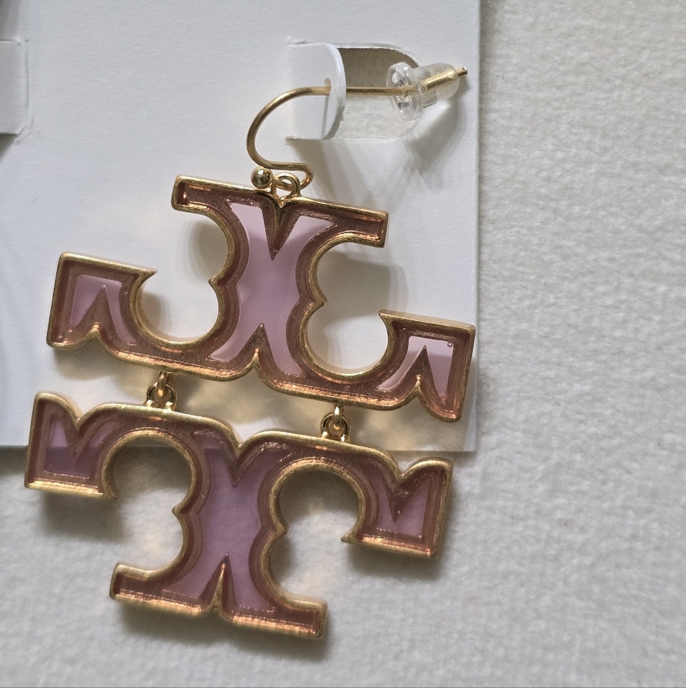 Tory Burch Transparent Pink Drop Earrings - Picture 2 of 2